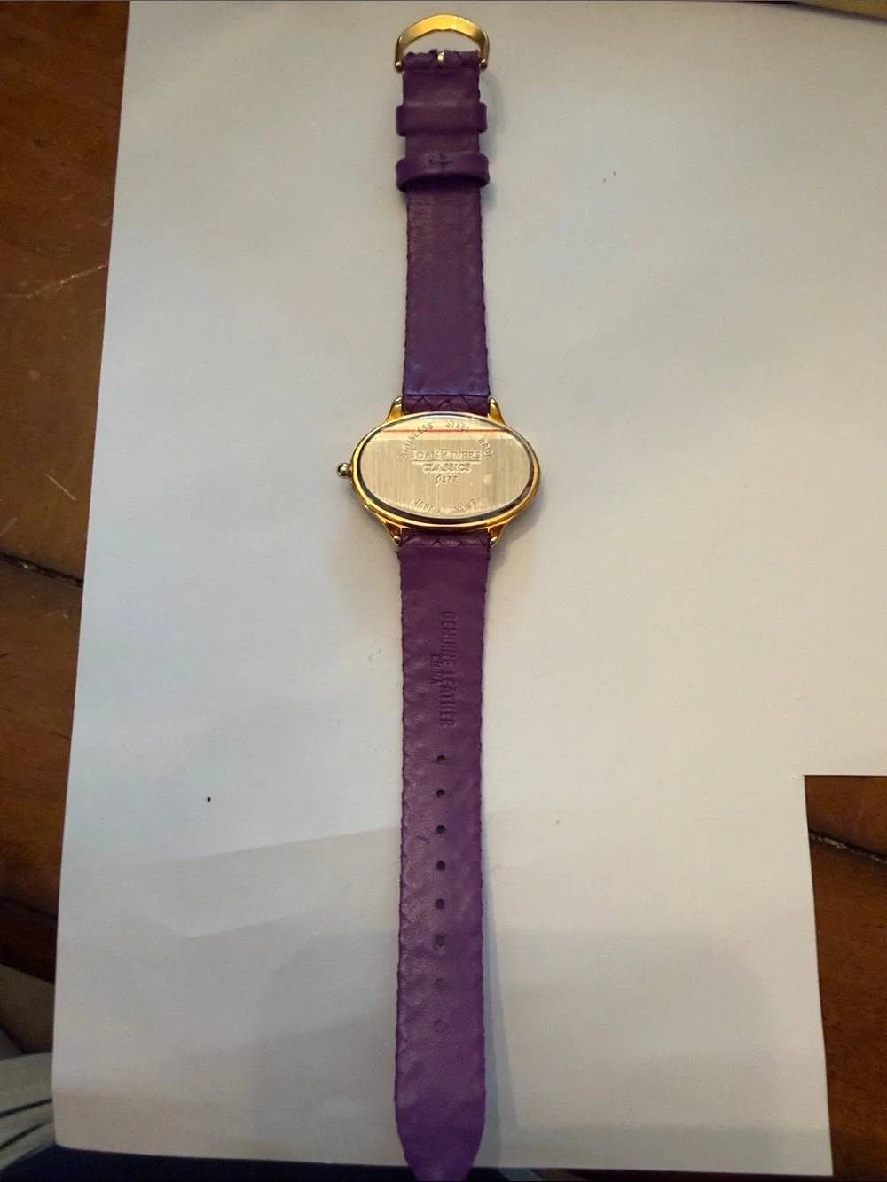 Joan Rivers Purple Braided Leather Strap Watch with Gold-Tone Case